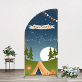 Lofaris Camping Night Forest Happy Birthday Half Moon Arch Backdrop